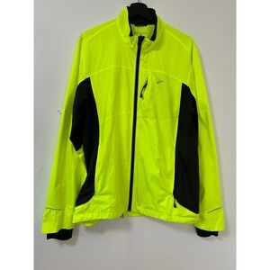 Brooks Shelter Technology Running Jacket Mens L Neon Yellow Rain Windbreaker